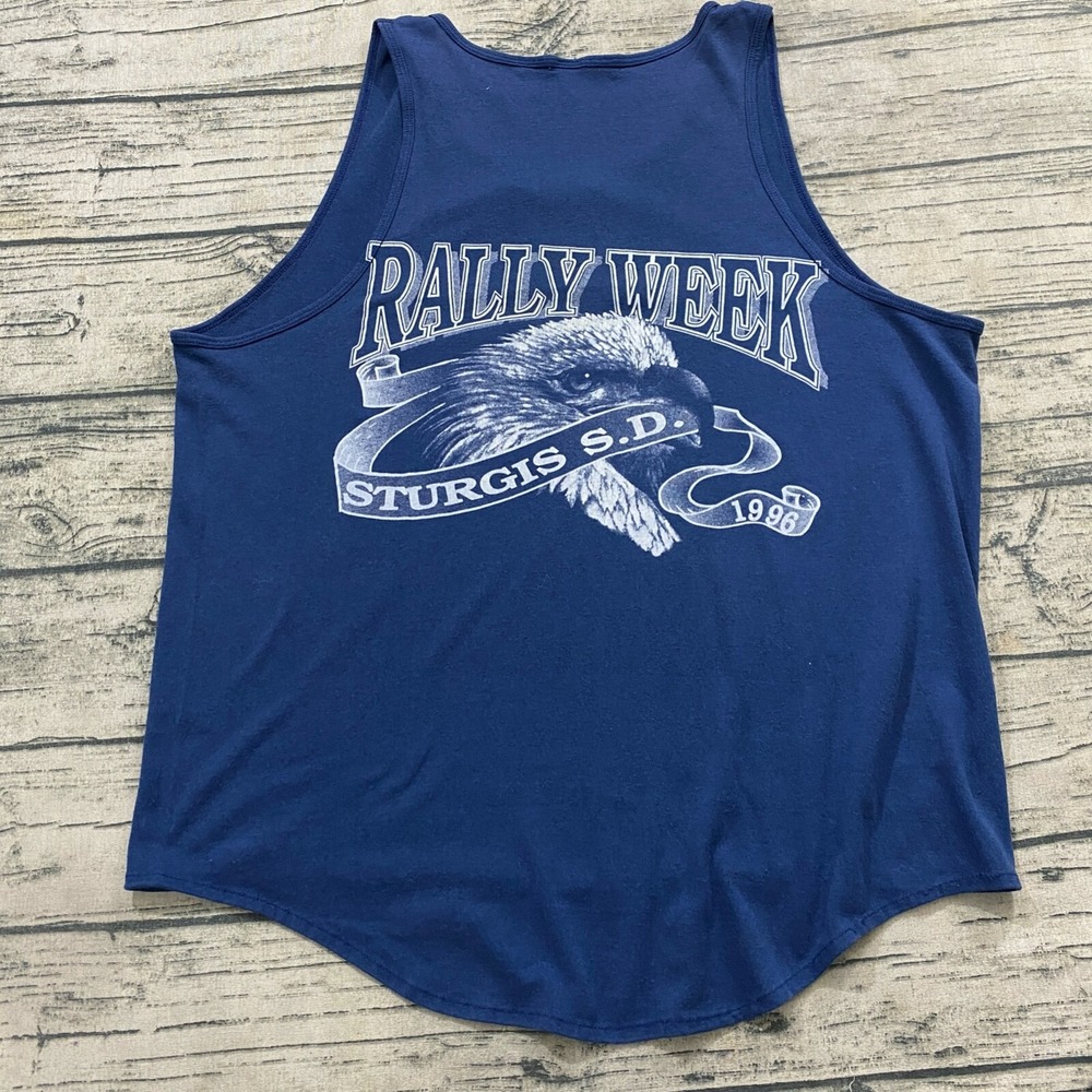 Sturgis 1996‎ 90s Mens Tank Top (Fits L/XL) Blue Motorcycle Shirt Vtg Rally SD